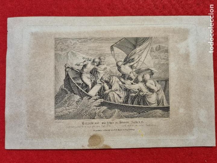 Cartoline: ESTAMPA RELIGIOSA JESUS EN LA BARCA 14 X 22 CM TIPO GRABADO ORIGINAL GRJ 11