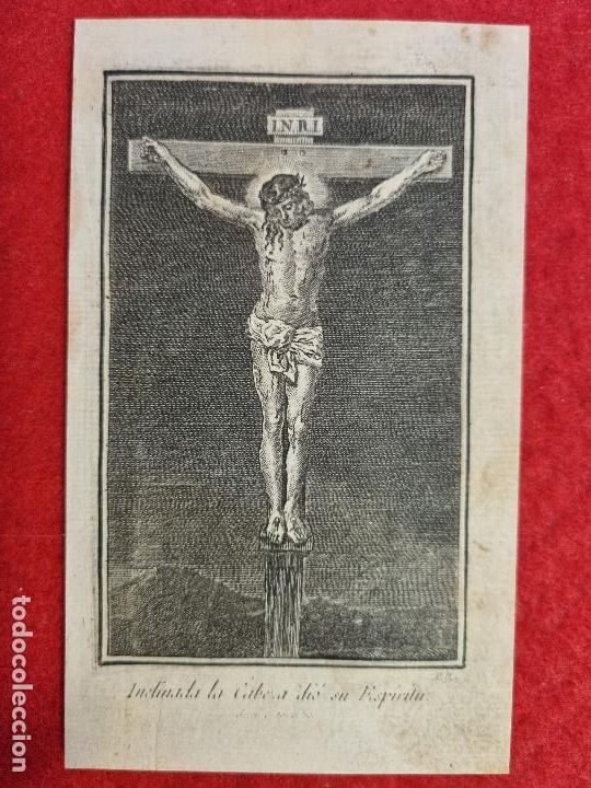 Cartoline: ESTAMPA RELIGIOSA JESUS CRUCIFICADO MIDE 8 X 14 CM TIPO GRABADO ORIGINAL GRJ 47
