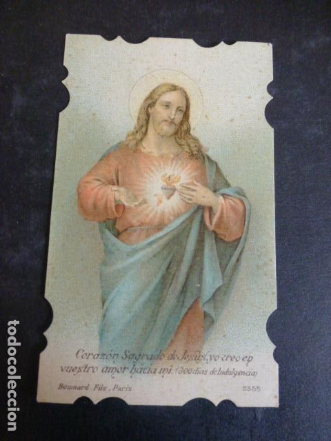 Postales: SAGRADO CORAZ&Oacute;N DE JESUS ANTIGUA ESTAMPA CROMOLITOGRAFICA