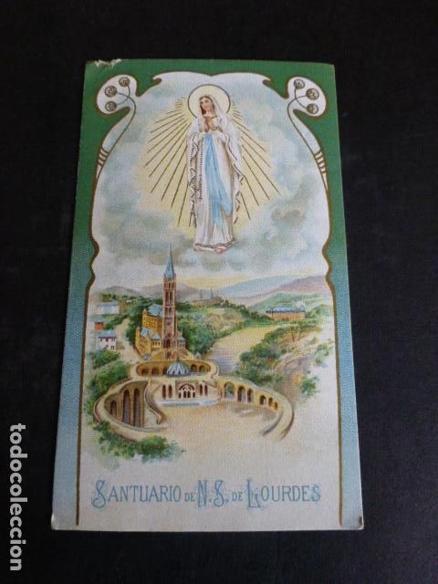 Cartoline: NUESTRA SE&Ntilde;ORA DE LOURDES ANTIGUA ESTAMPA CROMOLITOGRAFICA