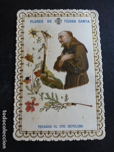 Postales: SAN FRANCISCO DE ASIS FLORES DE TIERRA SANTA TOCADAS AL SANTO SEPULCRO ANTIGUA ESTAMPA