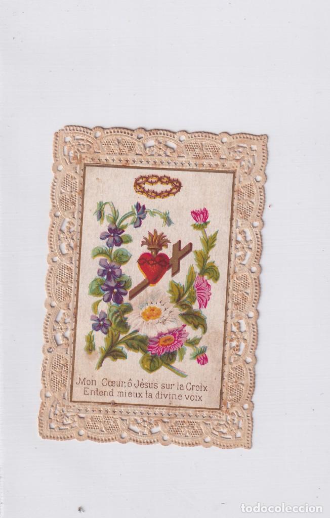 Postales: Preciosa estampa. Sagrado Coraz&oacute;n. Cruz Jes&uacute;s. 8,50 x 6 cm