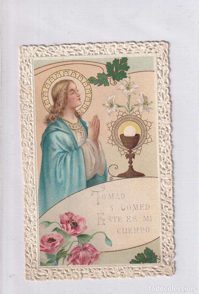 Postales: Preciosa estampa con puntilla tomad y comed es mi cuerpo. 11,50 x 7,50 cm