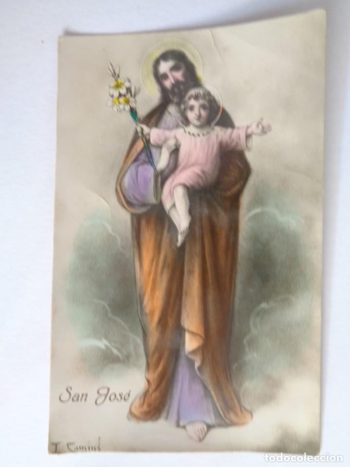 Postales: BONITA POSTAL CON DIBUJO DE SAN JOSE CON EL NI&Ntilde;O JESUS. A&Ntilde;OS 20. ESCRITA EN 1930