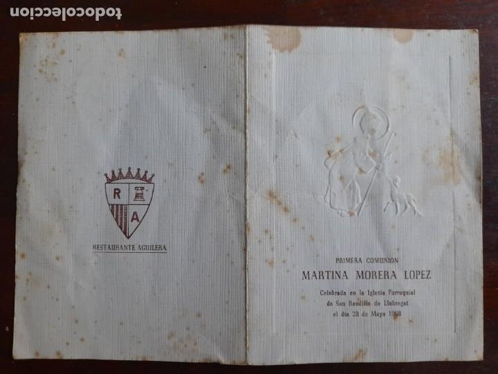 Postkarten: Recordatorio 1968 minuta primera comuni&oacute;n en restaurante Aguilera Sant Boi de LLobregat,