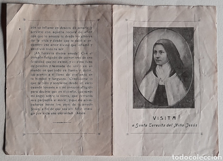Postales: Diptico VISITA a Santa Teresita del ni&ntilde;o Jes&uacute;s. Sin marca de editor