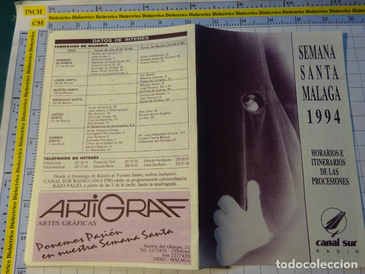 Postcards: PROGRAMA SEMANA SANTA DE M&Aacute;LAGA HORARIOS ITINERARIOS PROCESIONES. A&Ntilde;O 1994. CANAL SUR 349