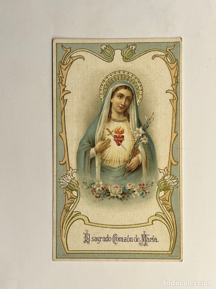 Postales: SAGRADO CORAZON DE MAR&Iacute;A. Hermosa Estampa troquelada de inspiraci&oacute;n Modernista (h.1920?)