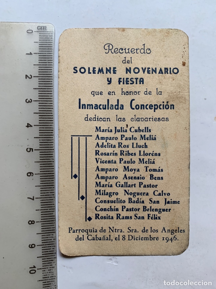 Postales: ESTAMPA. SOLEMNE NOVENARIO Y FIESTA INMACULADA CONCEPCION. PARROQUIA NTRA. SRA. DE LOS ANGELES, 8 DI