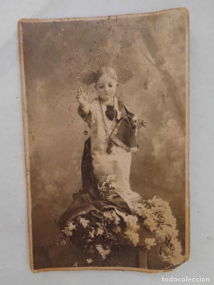 Postales: MUY ANTIGUA ESTAMPA DEL SAGRADO CORAZON DE JESUS NI&Ntilde;O. CON PASQUIN PEGADO. ALICANTE 1919