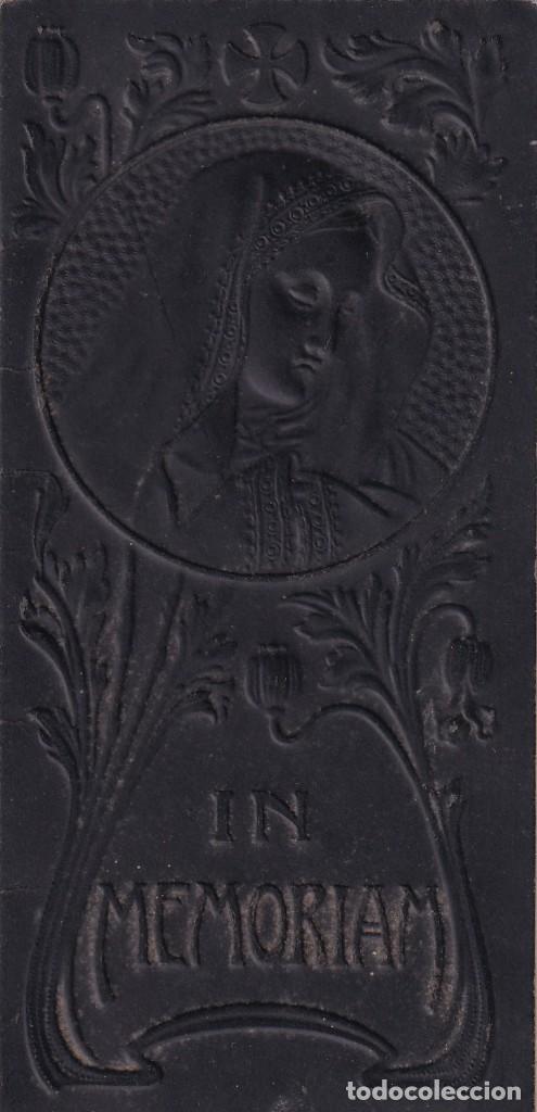 Postais: Recordatorio - Esquela mortuoria antigua escrita en catal&aacute;n (frontal en relieve) / Agosto 1923