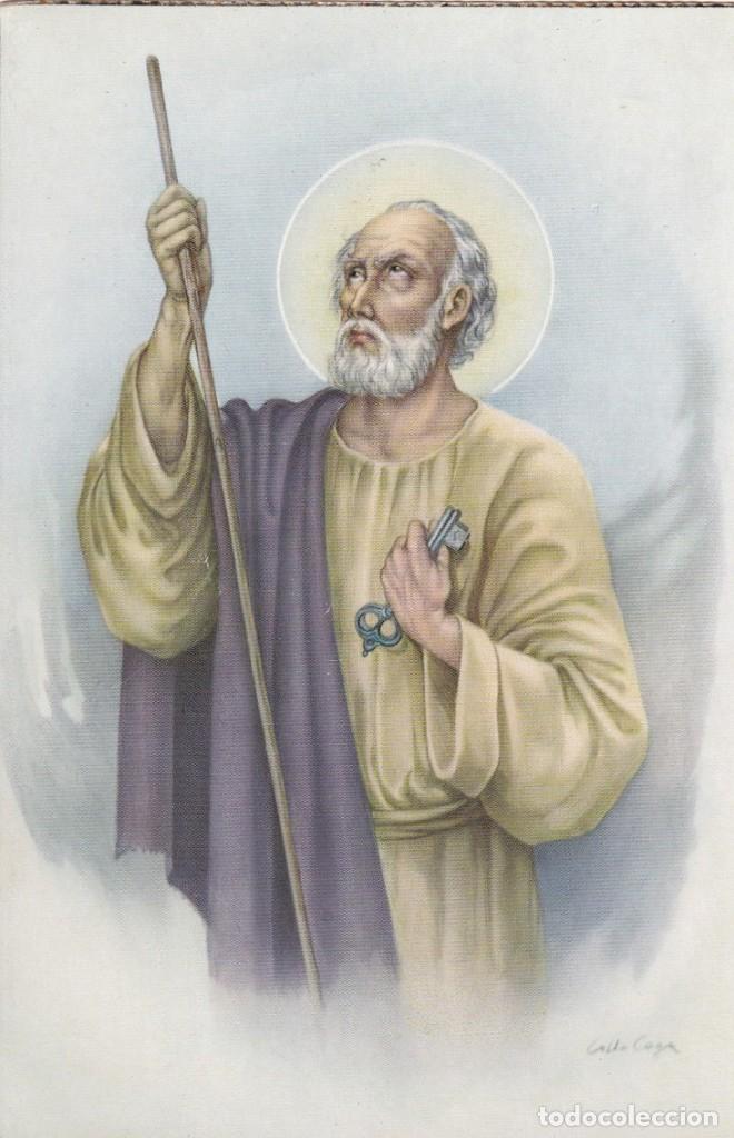 Cartoline: San Pedro Ap&oacute;stol - Antigua postal devocional con bordes dorados / C y Z