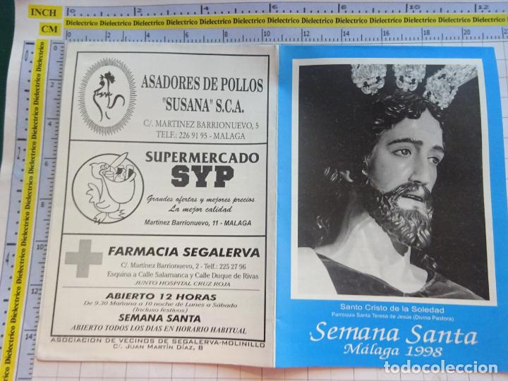 Postales: PROGRAMA SEMANA SANTA HORARIOS ITINERARIOS PROCESIONES M&Aacute;LAGA A&Ntilde;O 1998 CRISTO DE LA SOLEDAD 724