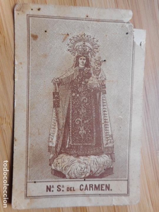 Postales: ANTIGUA ESTAMPA ORACION VIRGEN NUESTRA SE&Ntilde;ORA DEL CARMEN.