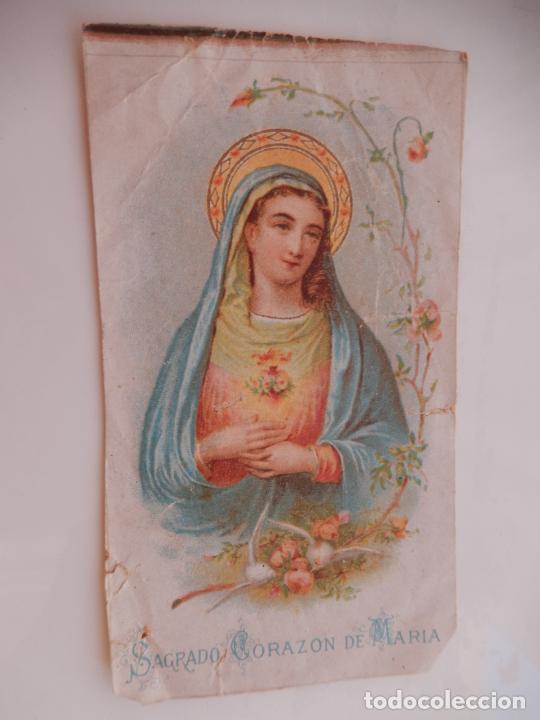Postales: ANTIGUA ESTAMPA SAGRADO CORAZ&Oacute;N DE MAR&Iacute;A - MIDE 13X7 CM.