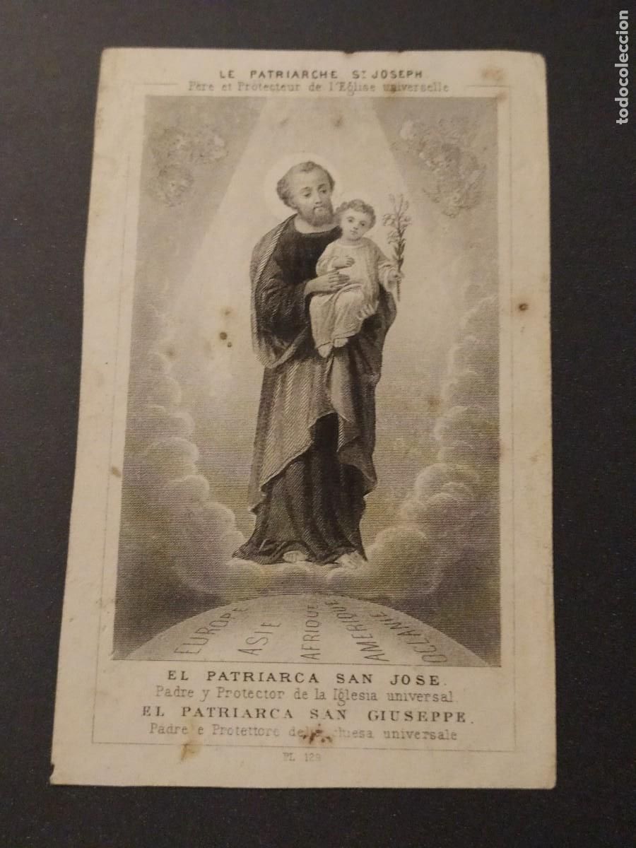 Postales: ESTAMPA DE 1880 - EL PATRIARCA S. JOS&Eacute; - PADRE Y PROTECTOR DE LA IGLESIA UNIVERSAL
