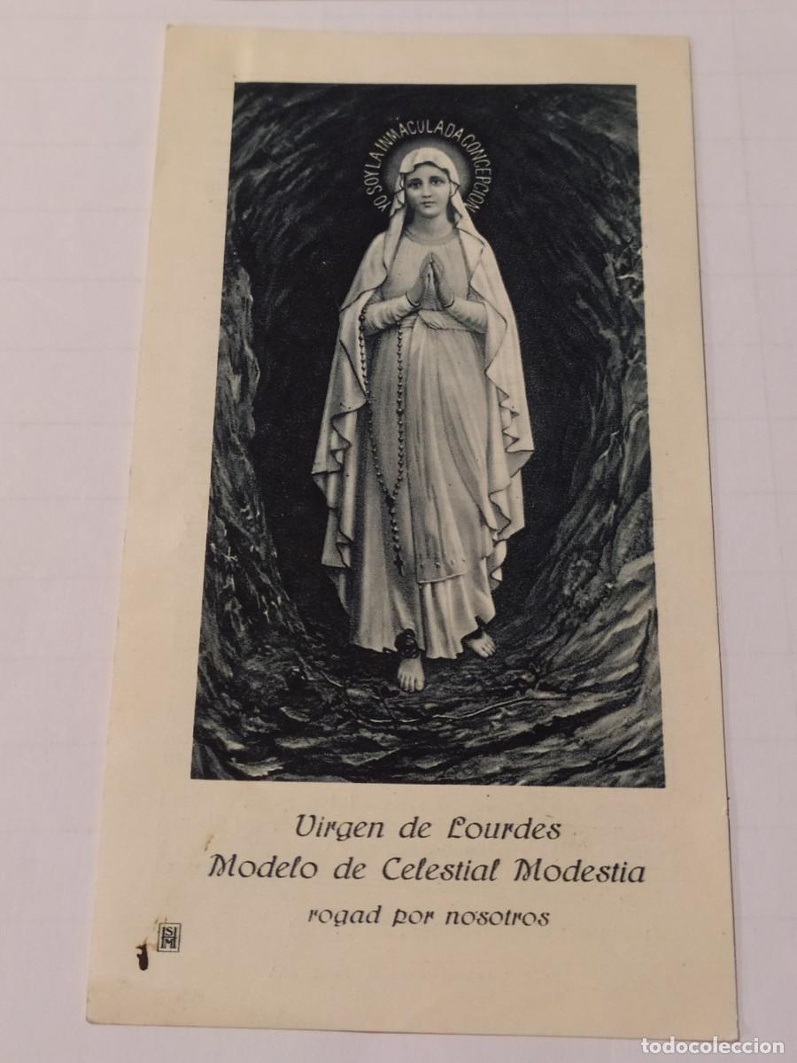 Postales: VIRGEN DE LOURDES - MODELO CELESTIAL MODESTIA- HISTORIA EDIFICANTE AL DORSO