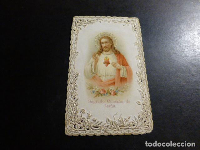 Postales: SAGRADO CORAZON DE JESUS ANTIGUA ESTAMPA CROMOLITOGRAFICA CALADA