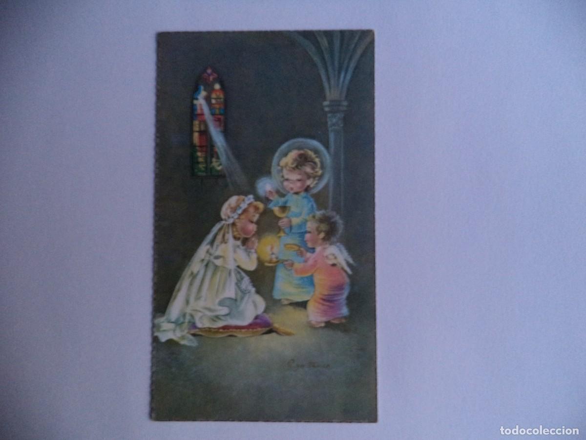 Postales: Recordatorio de 1&ordf; comuni&oacute;n .Dibujo Constanza. - Foto 1