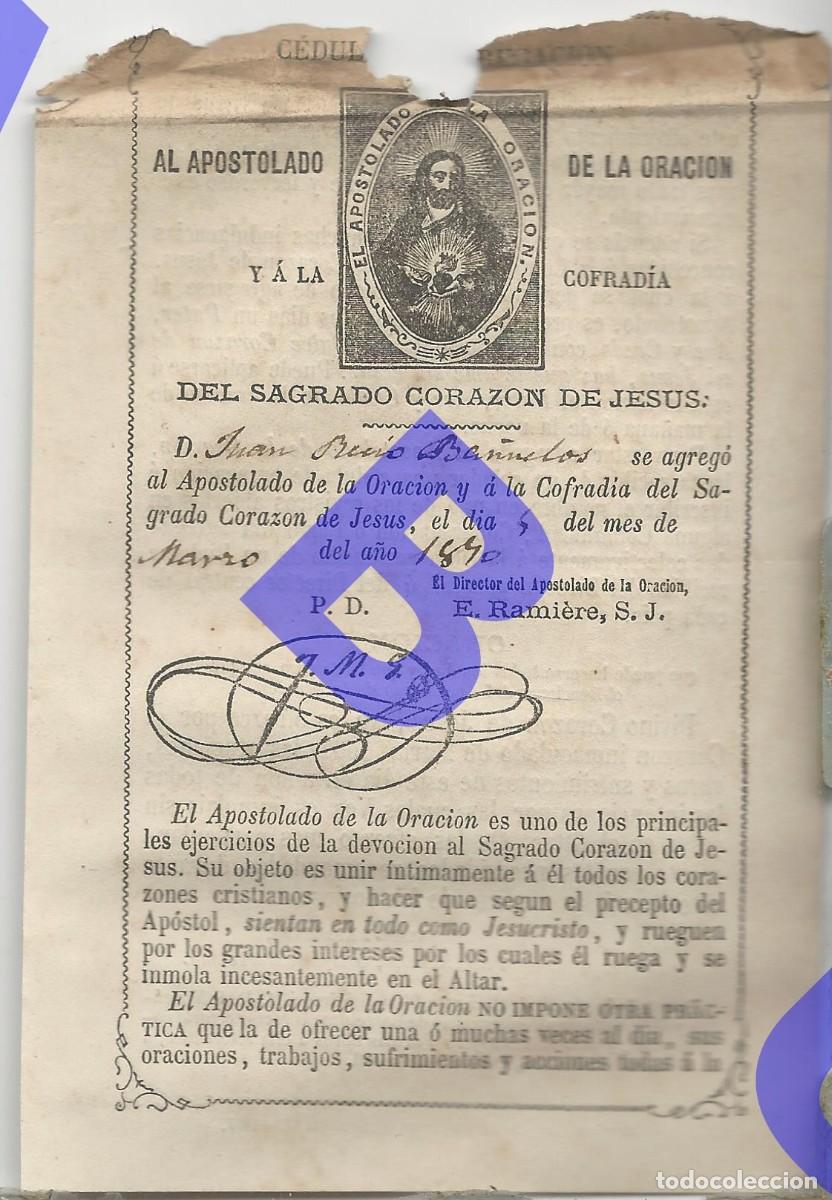 Postales: 1890 CEDULA COFRADIA SAGRADO CORAZON J28