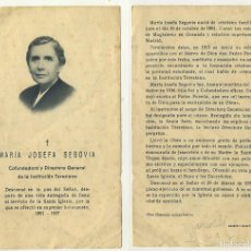 Postales: ESTAMPA RELIGIOSA NECROLOGICA M.ª JOSEFA SEGOVIA COFUNDADORA DE LA INSTITUCION TERESIANA 1957