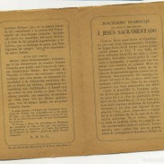 Postales: ESTAMPA RELIGIOSA FOLLETO DIPTICO NOCTURNO HOMENAJE A JESUS SACRAMENTADO