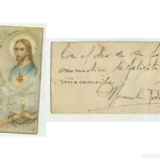 Postales: ESTAMPA RELIGIOSA SAGRADO CORAZON DE JESUS ESCRITA COMO FELICITACION ONOMASTICA