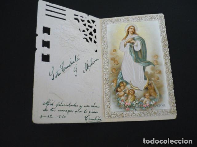 Cartoline: INMACULADA CONCPECION ESTAMPA CALADA APLICADA A TARJETA
