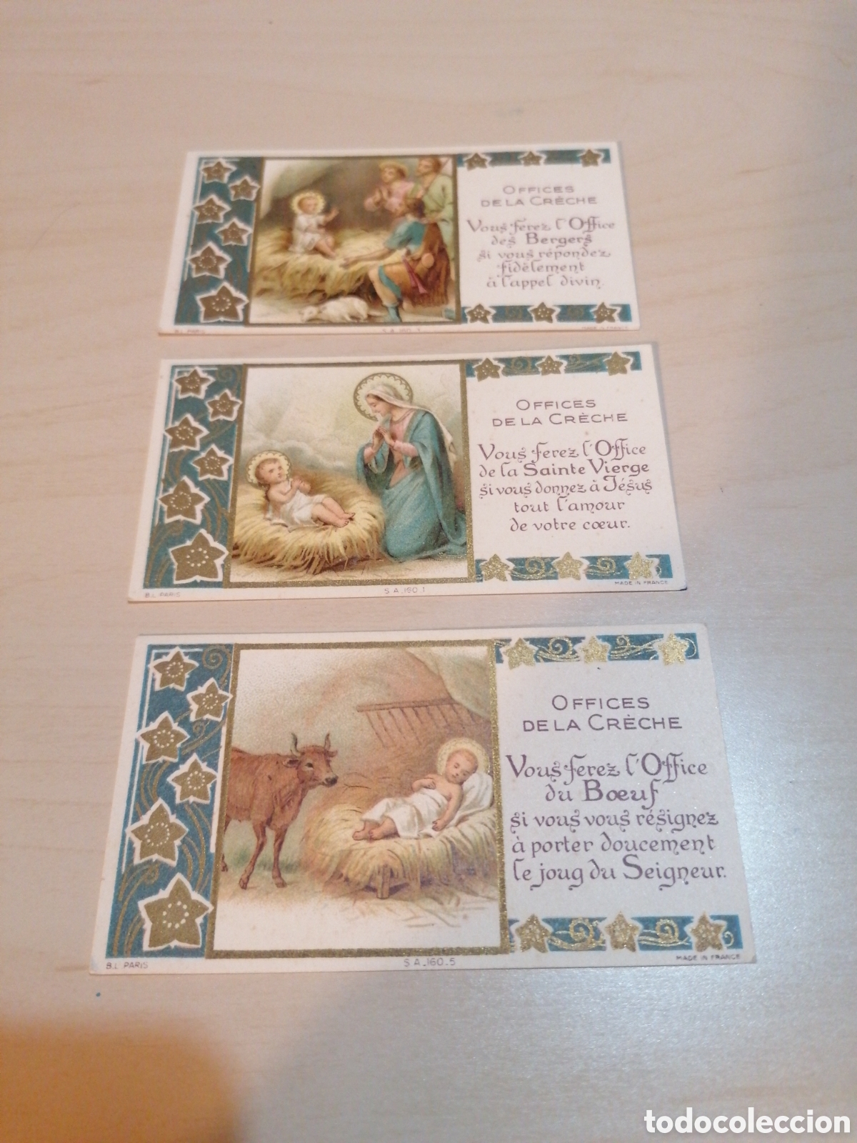 Postcards: Lote 3 estampas religiosas navide&ntilde;as. Francia.