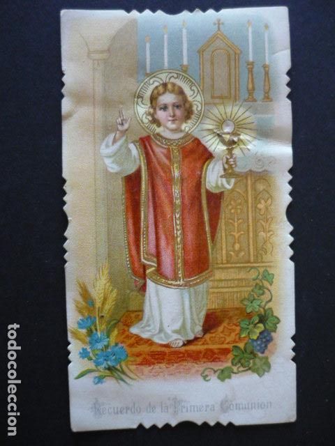 Cartoline: RECUERDO PRIMERA COMUNION ANTIGUA ESTAMPA CROMOLITOGRAFICA
