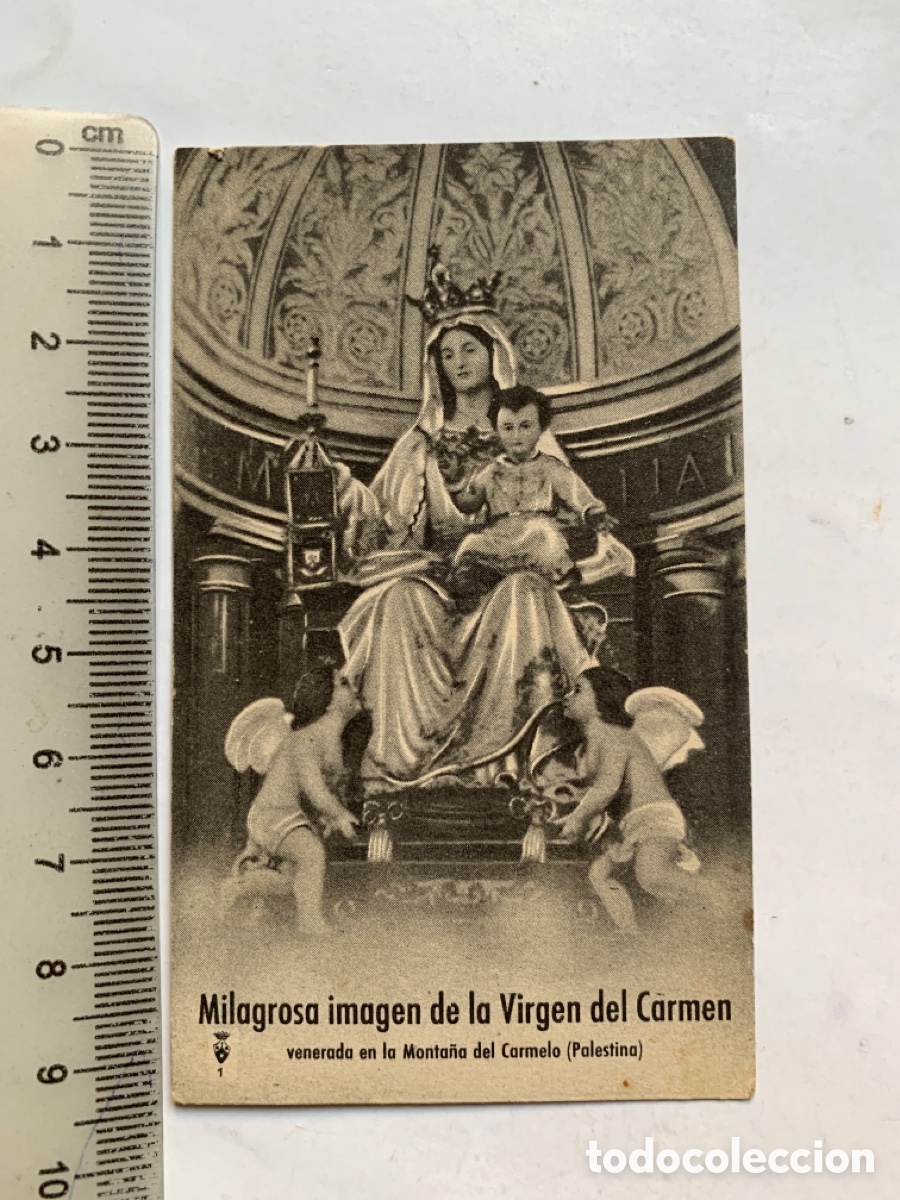 Postales: ESTAMPA. MILAGROSA IMAGEN DE LA VIRGEN DEL CARMEN. VENERADA MONTA&Ntilde;A DEL CARMELO. PALESTINA.