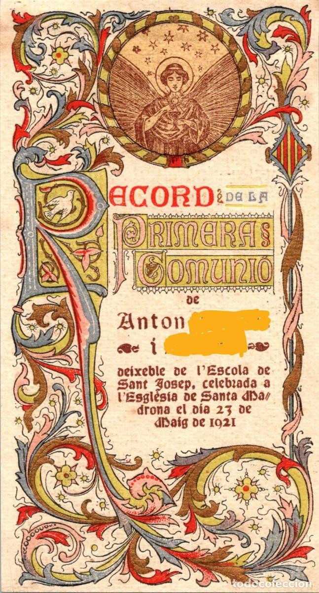 Postales: Record de la Primera Comuni&oacute; - Modernista - Catalanista - Esgl&eacute;sia de Santa Madrona - 23 Maig 1921