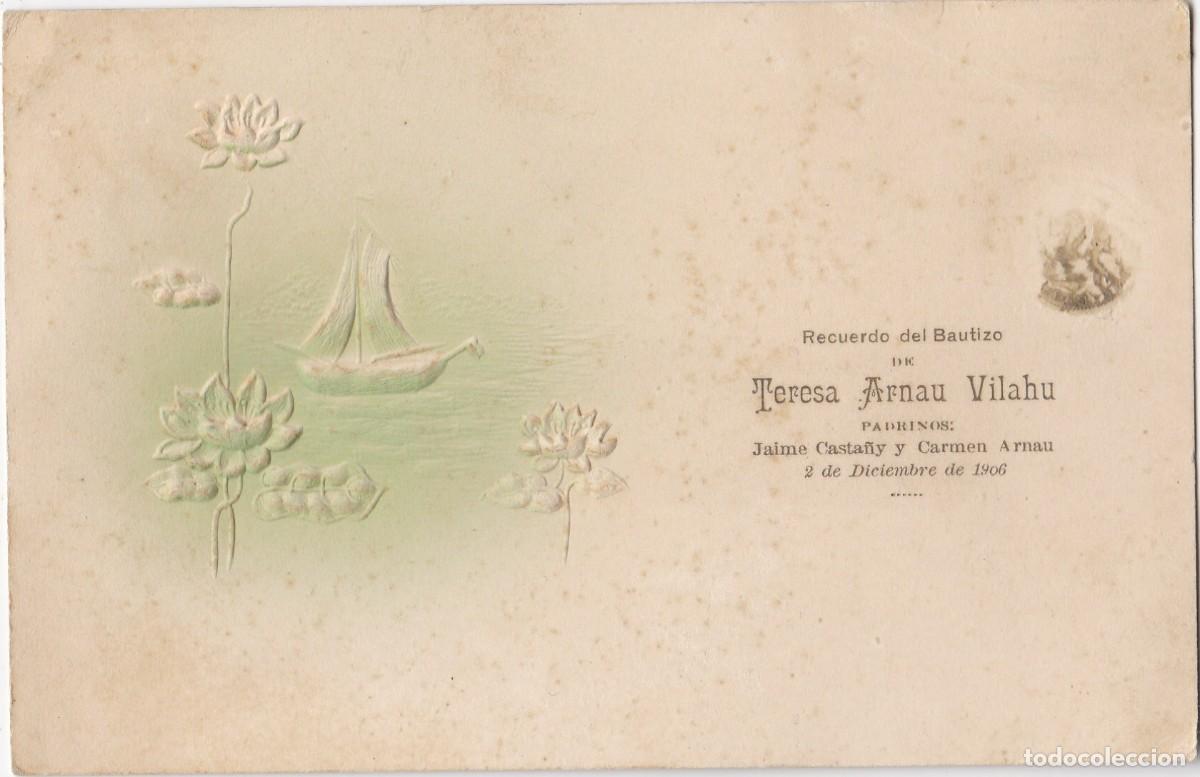 Postales: Recuerdo de Bautizo - 2 Diciembre 1906 - Recordatorio en Relieve - 140x90mm