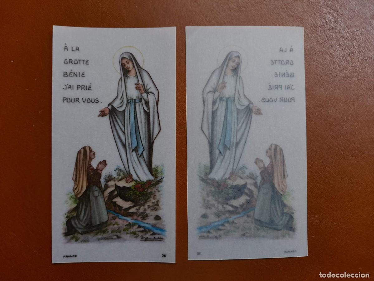 Postales: Estampa Virgen de Lourdes y Santa Bernadette Soubirous. Estampa Papel Vegetal