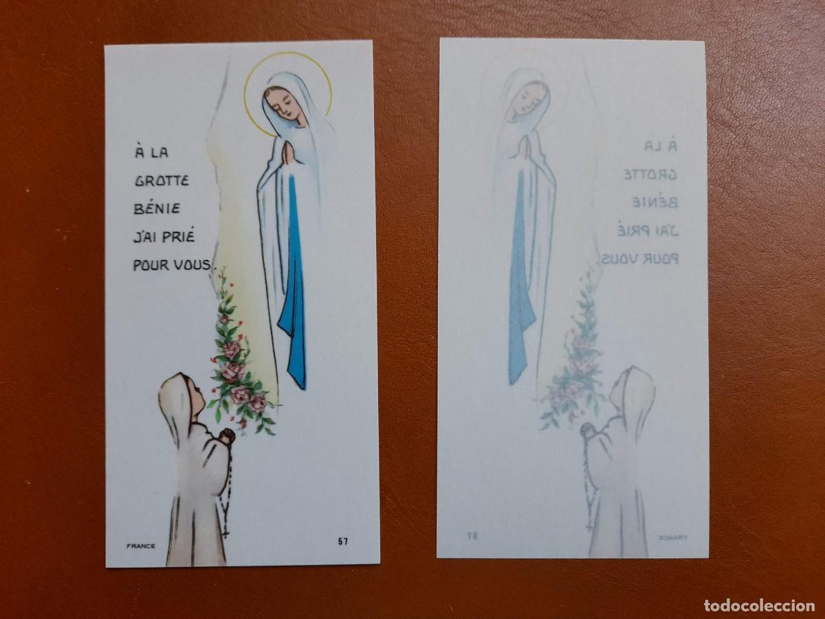 Postales: Estampa Virgen de Lourdes y Santa Bernadette Soubirous. Estampa Papel Vegetal