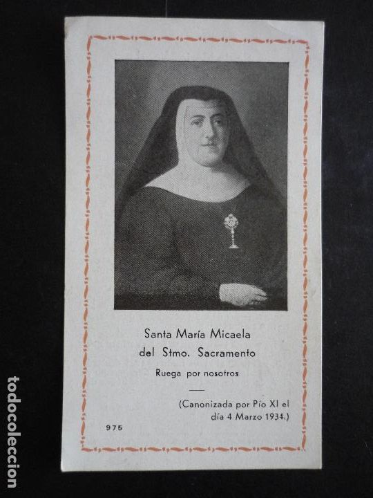 Cartes Postales: SANTA MICAELA DEL SANTISIMO SACRAMENTO ANTIGUA ESTAMPA