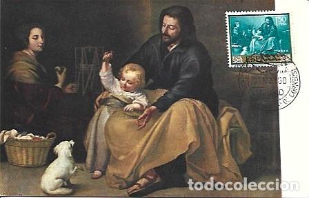 Postales: Espana & Maxima, Museo Nacional del Prado, La Sagrada Familia par Pajarito por Murillo 1960 (55677))