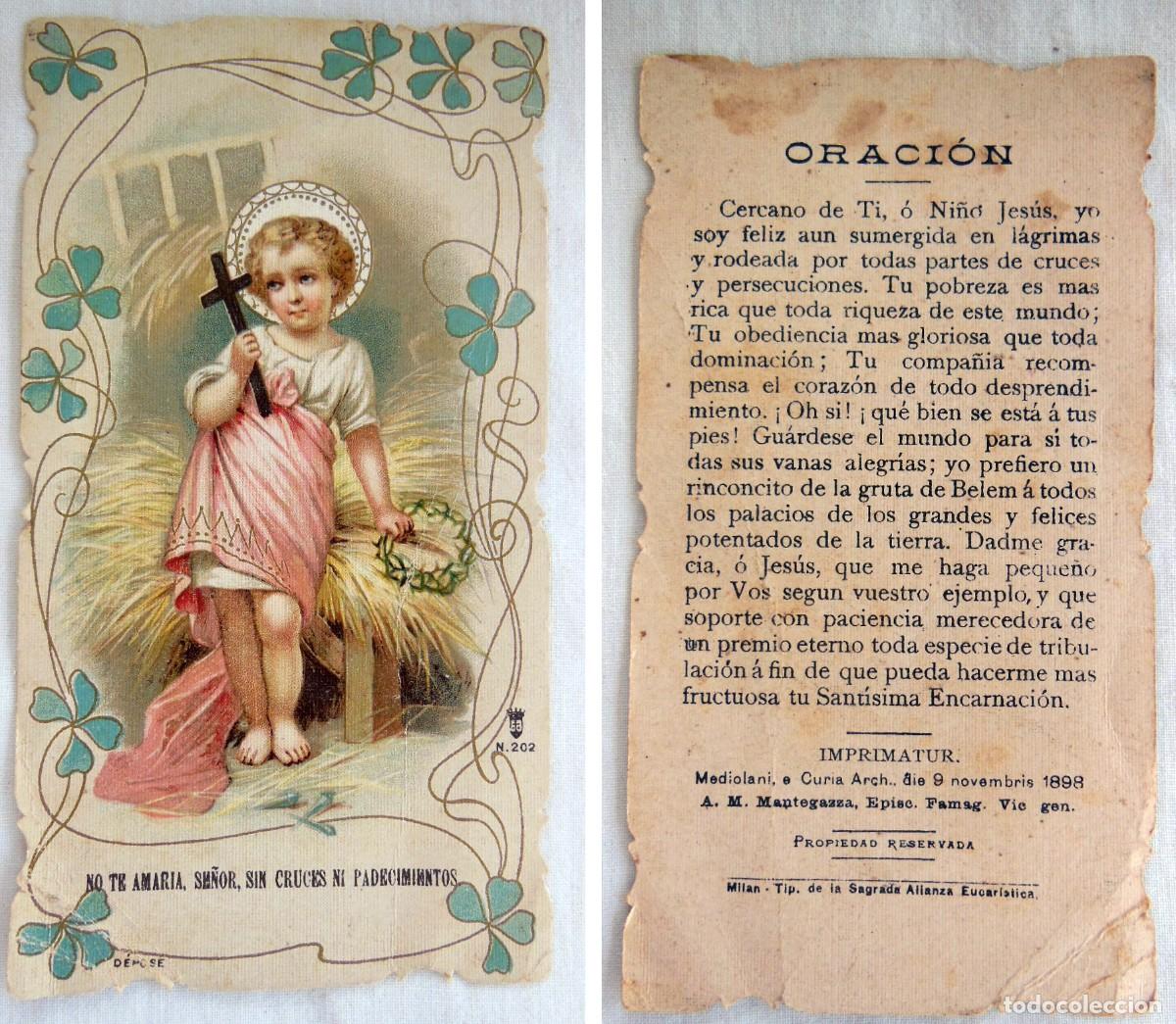 Postales: ORACI&Oacute;N NI&Ntilde;O JES&Uacute;S. 1898