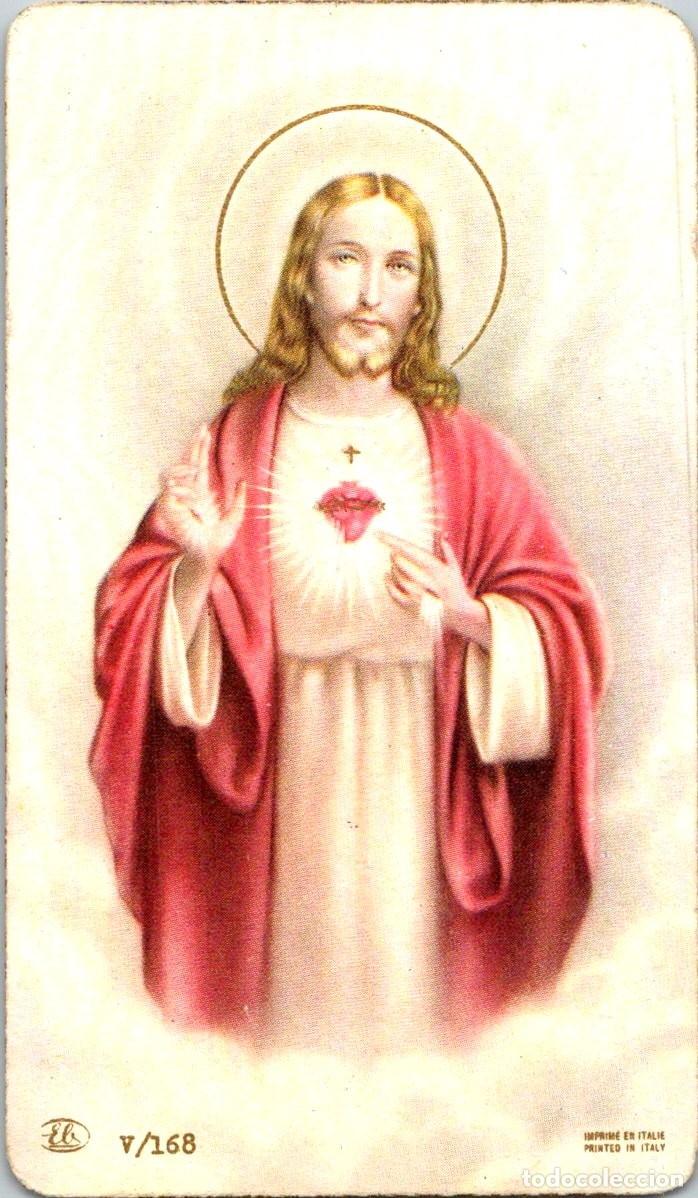 Postales: Sagrado Coraz&oacute;n de Jes&uacute;s - Estampa - Italiana - Bordes dorados -Reverso blanco- Ele V/168 - 101x59mm