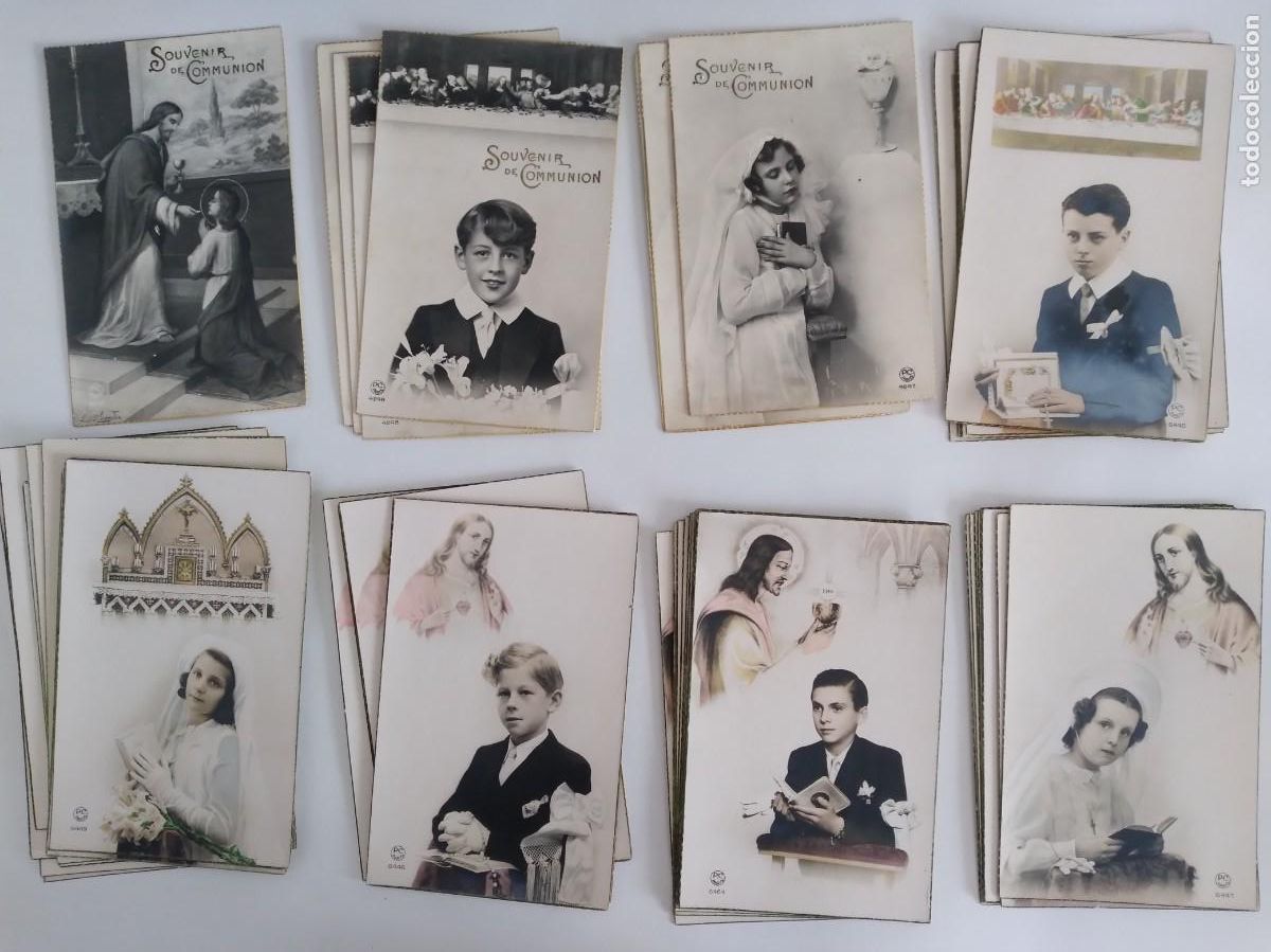 Postales: LOTE 61 TARJETAS POSTALES NI&Ntilde;OS NI&Ntilde;AS PRIMERA COMUNION ESTAMPAS RELIGIOSAS BORDE DORADO RV
