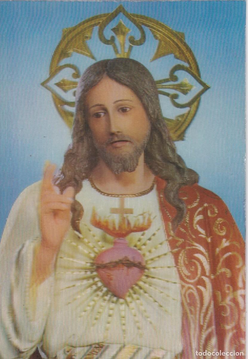Postales: Sagrado Coraz&oacute;n de Jes&uacute;s - Postal 3D R&iacute;gida - Escudo de Oro n&ordm; R-102 - 143x97mm