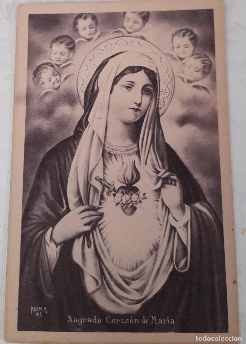 Postales: ANTIGUA POSTAL DEL SAGRADO CORAZ&Oacute;N DE MAR&Iacute;A, FIRMADA POR PRIMA 41