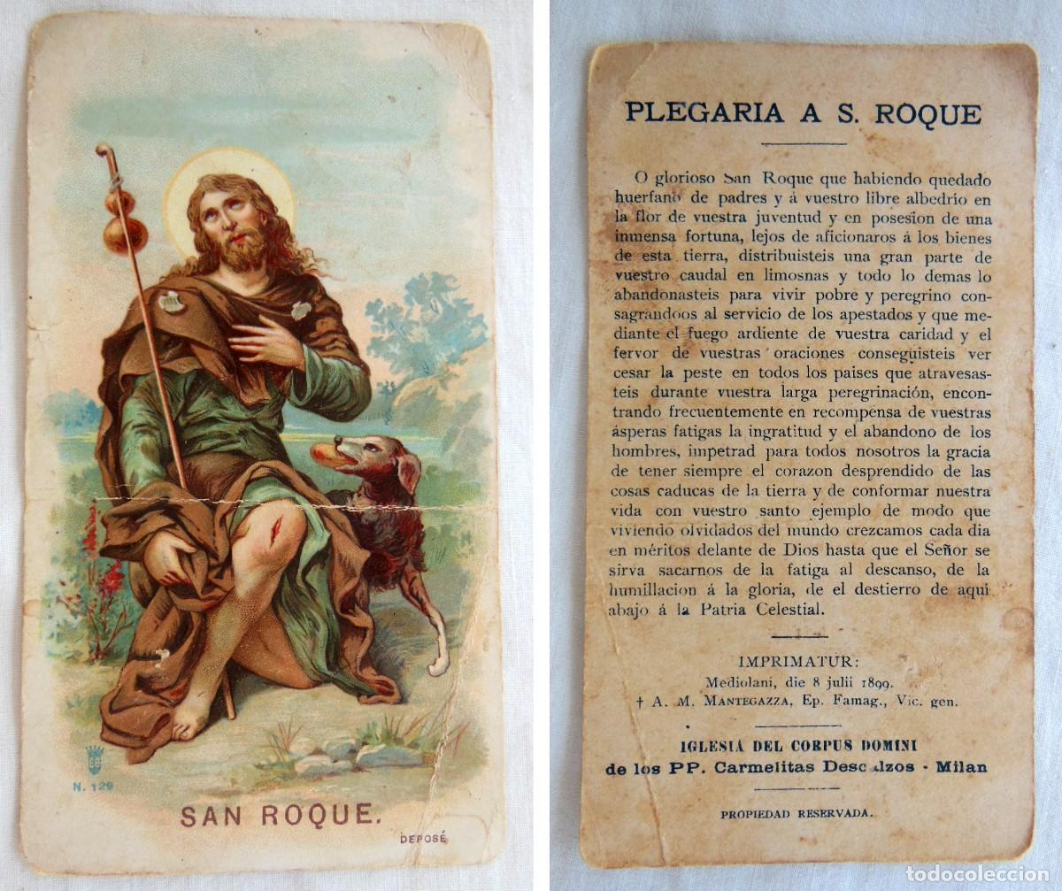 Postais: PLEGARIA A SAN ROQUE. Iglesia del Corpus Domini de los PP Carmelitas Descalzos en Milan. 1899
