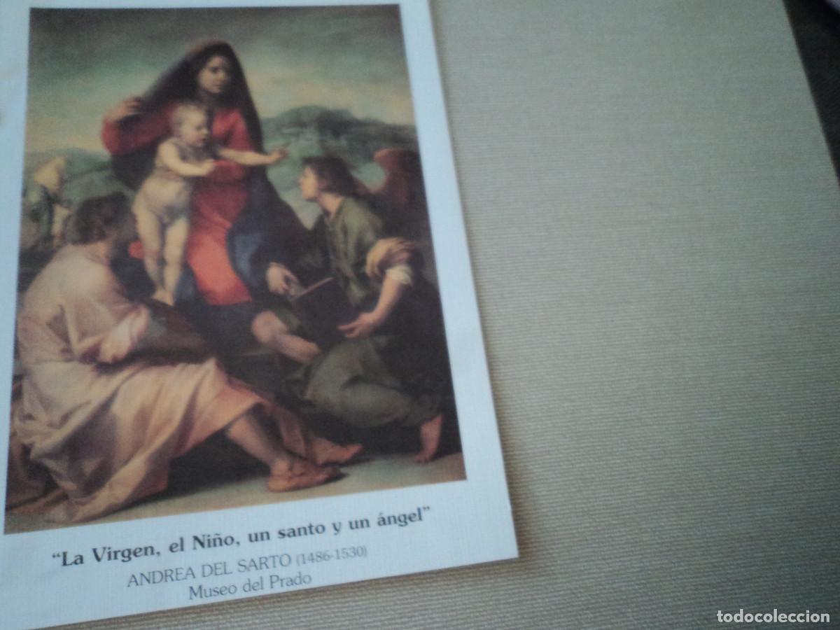 Postales: la virgen el ni&ntilde;o, un santo y un angel, andrea del sarto, museo del prado, 14 x 10 cm