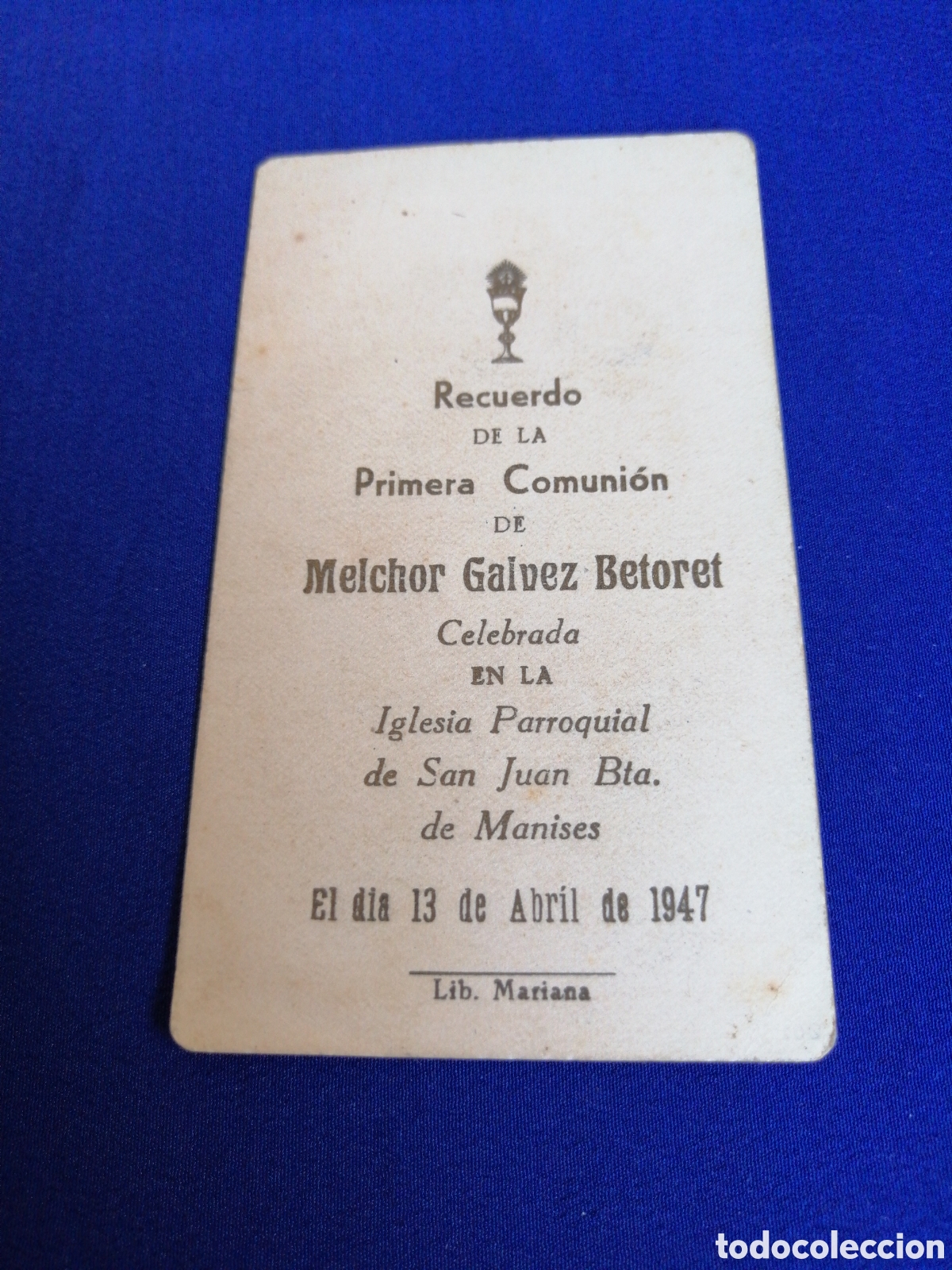 Postales: ESTAMPITA COMUNI&Oacute;N MANISES 1947 - Foto 2