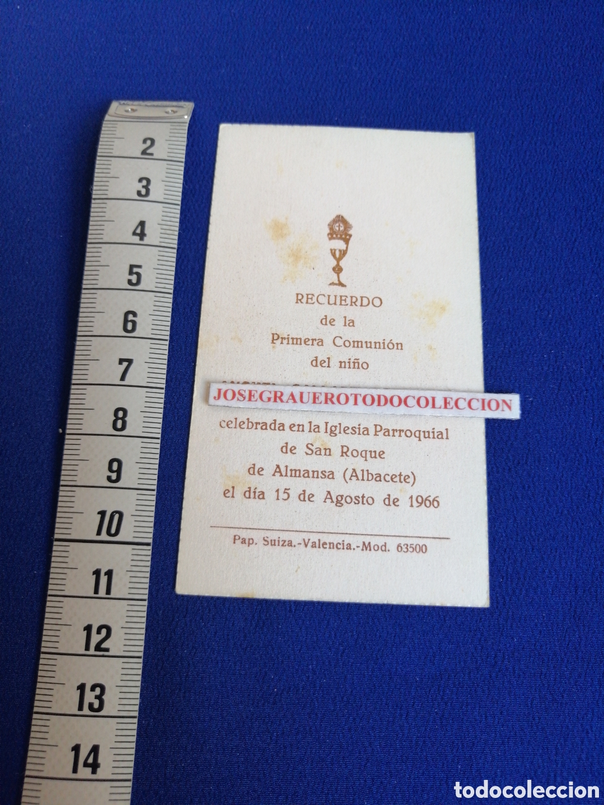 Postales: ESTAMPITA COMUNI&Oacute;N 1966 ALBACETE - Foto 2