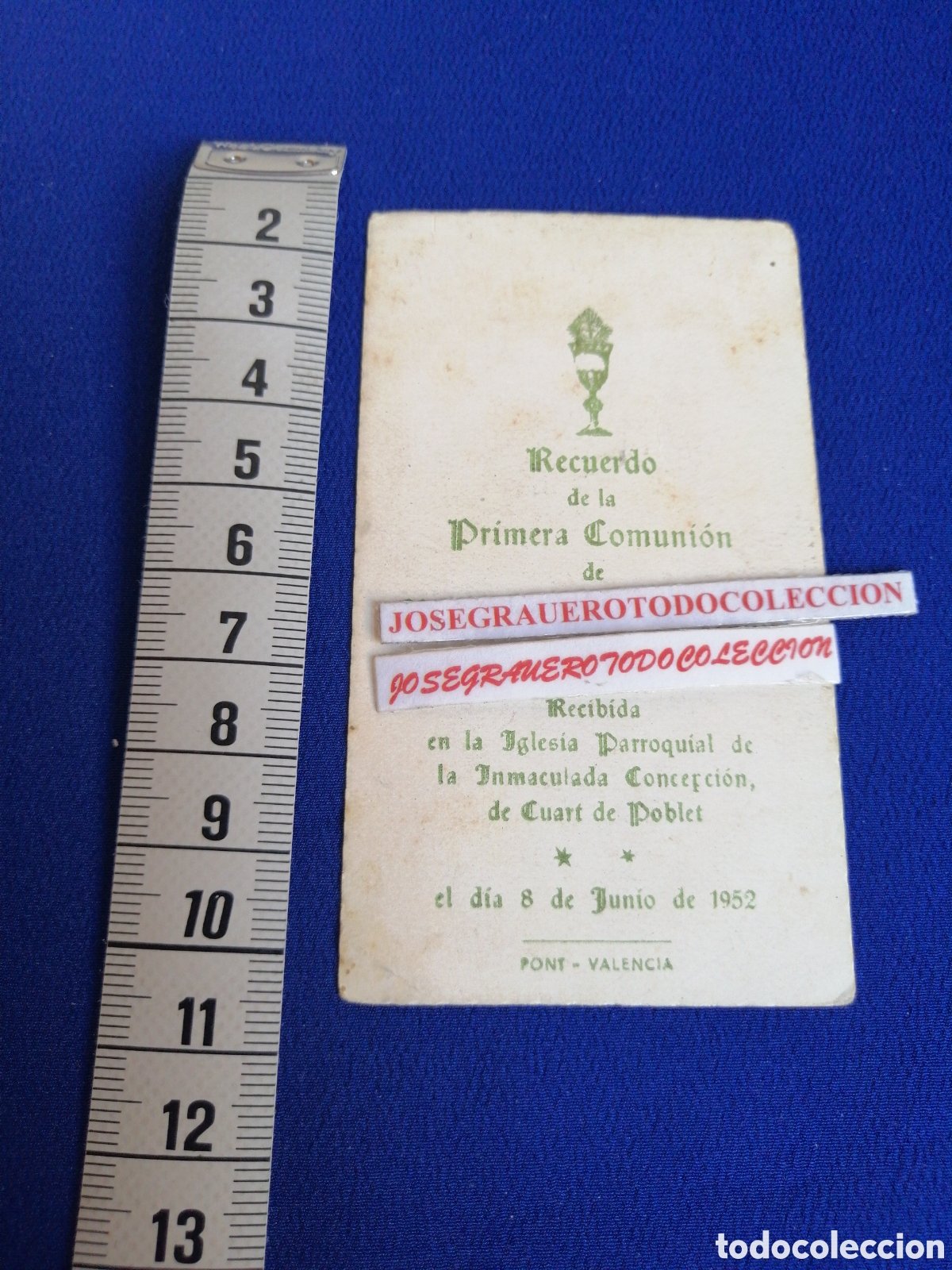 Postales: ESTAMPITA COMUNI&Oacute;N 1952 QUART DE POBLET - Foto 2
