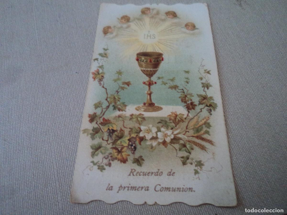 Postkarten: antiguo recuerdo de la primera comunion, troquelado, 1906