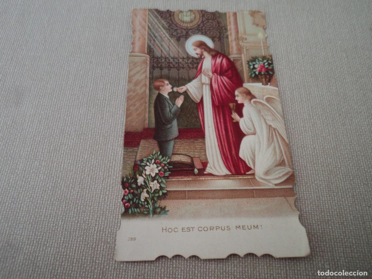Postkarten: recordatorio de primera comunion, troquelado, 1939, parroquia de santa maria de sans