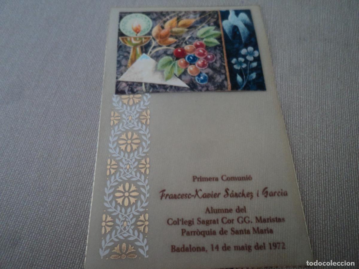 Cartes Postales: recordatorio de comunion, parroquia de santa maria de badalona, 1972, papel vegetal